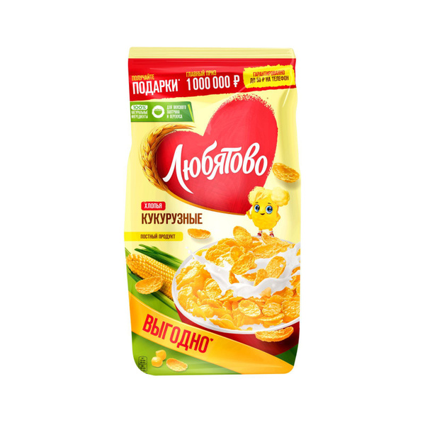 Готовый завтрак Любятово хлопья кукурузные, 600 г - купить с доставкой ...