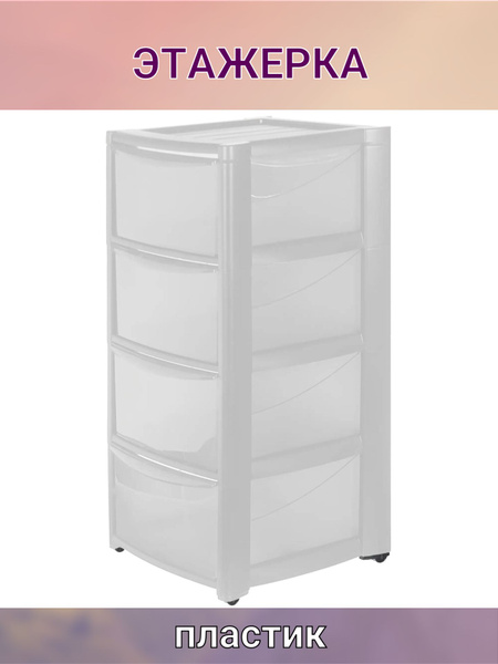 Комод на колесах 39x37x78.5 см 4 ящика пластик цвет прозрачный - купить ...