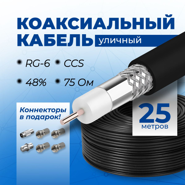 Кабель Разъем для антенны (TV/F) REDMART Кабель коаксиальный RG-6 ...