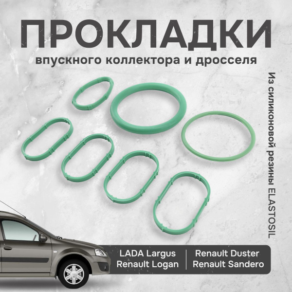 Комплект прокладок впускного коллектора и дросселя для а/м LADA LARGUS ...