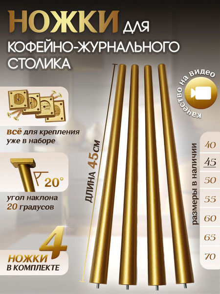 ножки мебельные золото латунь., для столика., деревянные.,конусные ...