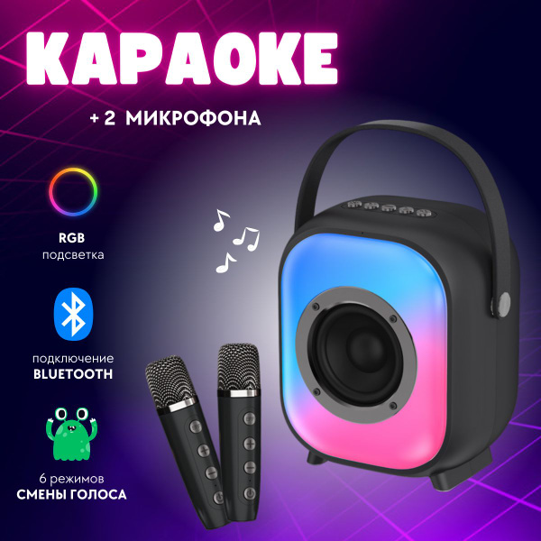 Беспроводная караоке система для дома с двумя беспроводными микрофонами ...