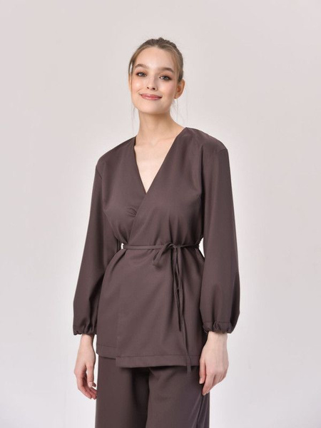 Медицинская блуза с застежкой на запах шоколад Mariita - купить с ...