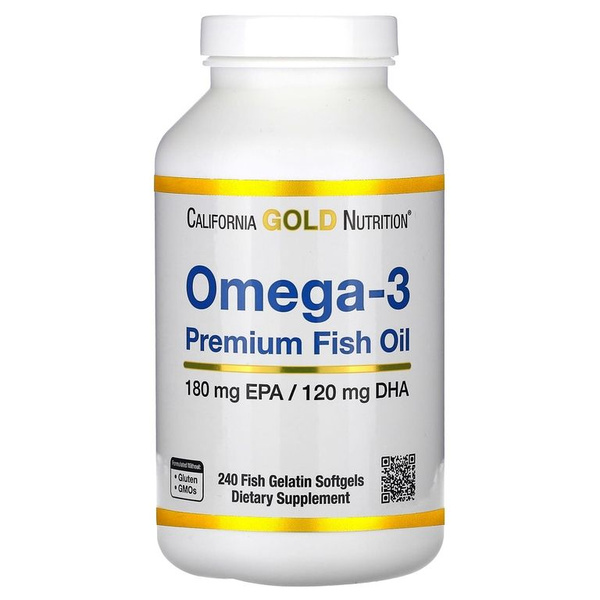 California Gold Nutrition Omega-3 Premium Fish Oil, Омега-3 рыбий жир ...