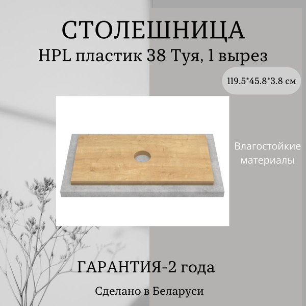 ЗОВ Столешница для раковины,HPL пластик,458х1195х38мм - купить с ...