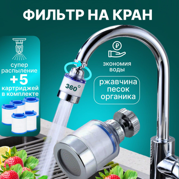 Фильтр для воды, насадка на кран водосберегающая и набор сменных ...