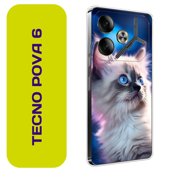 Чехол на Техно Пова 6 / Tecno Pova 6 с принтом "Голубоглазый котёнок ...