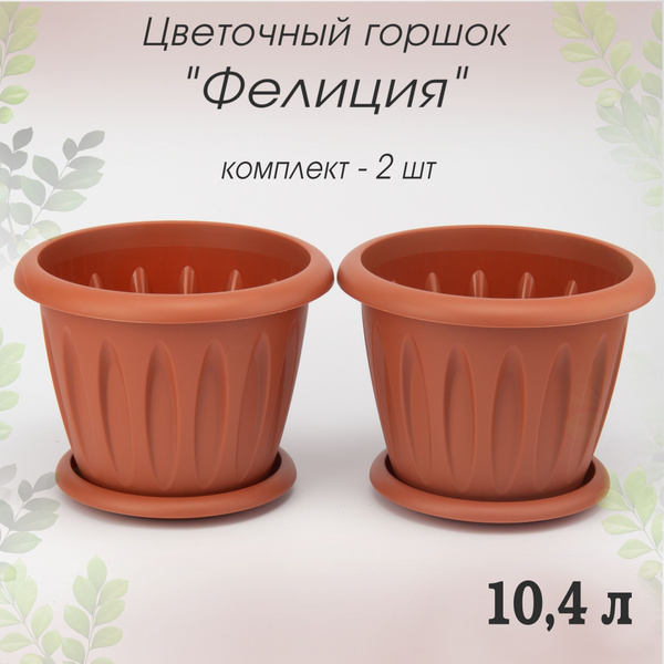 Комплект кашпо для цветов 2 шт Фелиция 10,4 л, цветочный горшок с ...