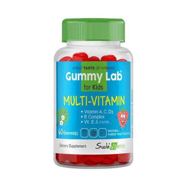 Gummy Lab Витамин в воде Мультивитамины для детей 60 жевательных конфет ...