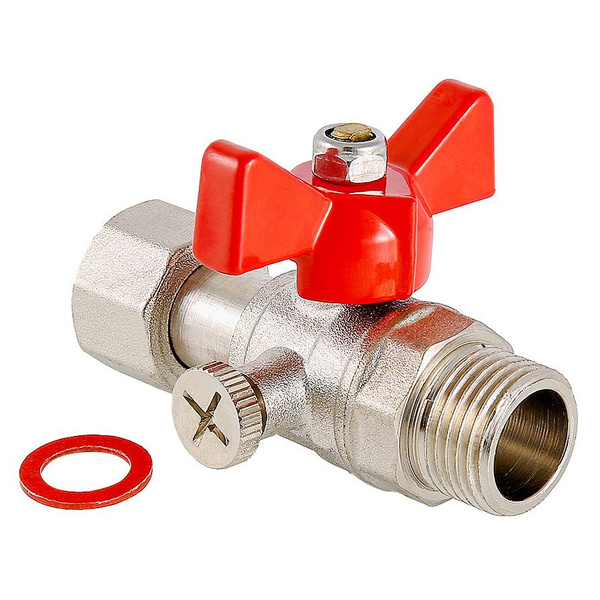 Кран для подключения манометра 1/2"Нх1/4"В VALTEC красная бабочка VT ...