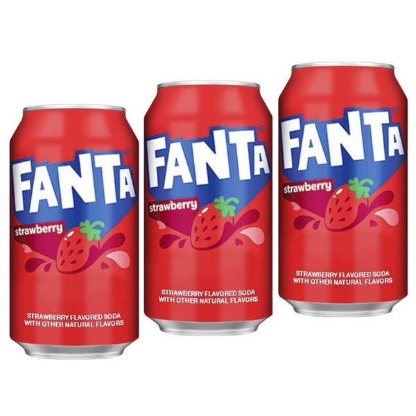 Газированный напиток Fanta Strawberry / Фанта Клубника 3 шт по 355 мл ...