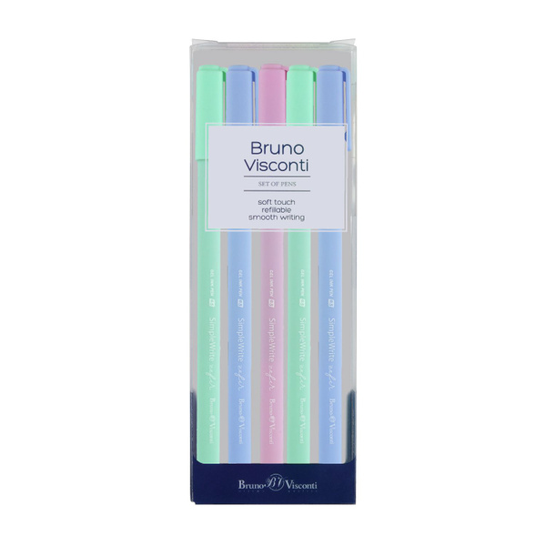 Набор гелевых черных ручек Bruno Visconti "SimpleWrite Zefir" (5 шт.) 0 ...