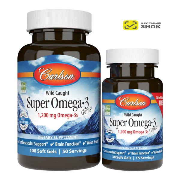 Омега-3 Жирные кислоты Carlson Labs Super Omega 3-1200mg(Супер Омега ...
