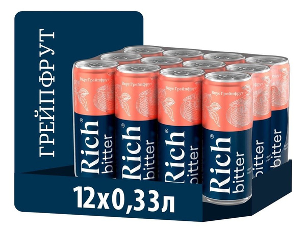 Рич / Газированный напиток Rich Биттер Грейпфрут 0,33л х 12шт купить на ...