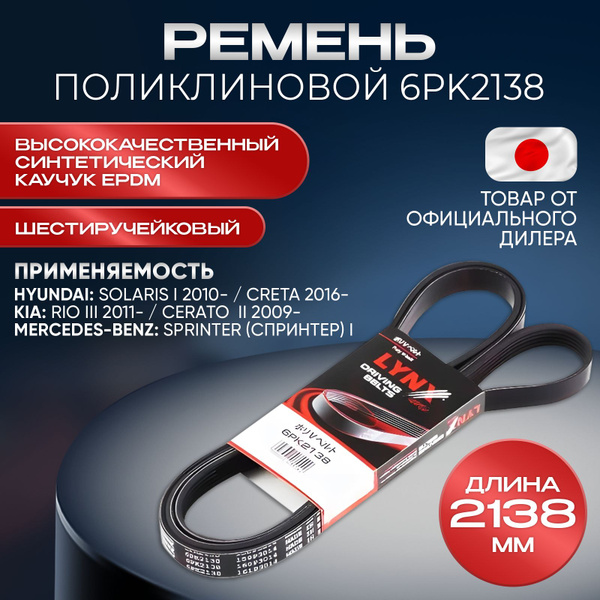 Поликлиновой ремень LYNXauto для автомобилей Hyundai, Honda, Kia ...