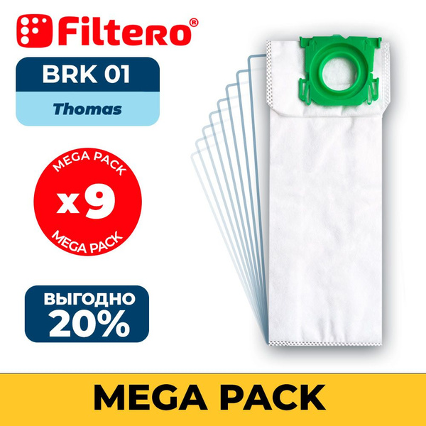 Мешки-пылесборники Filtero BRK 01, V7D1, Mega Pack ЭКСТРА 9 штук ...