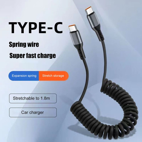 Телескопический провод для быстрой зарядки, 100 Вт, пружинный USB ...