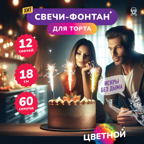Свеча для торта бенгальская. Пиротехническое изделие бытового ...