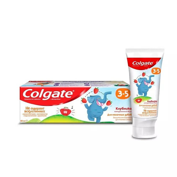 COLGATE Зубная паста Детская КЛУБНИКА с фтором 3-5лет 60 мл - купить с ...