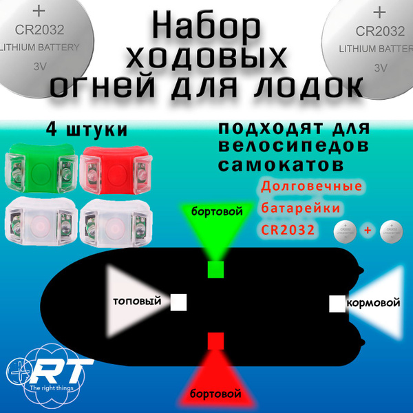 Навигационные светодиодные ходовые огни для лодок ПВХ комплект (4 шт ...
