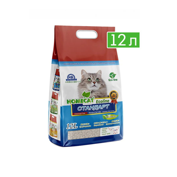 Homecat Наполнитель Растительный Комкующийся Без отдушки 5600г ...