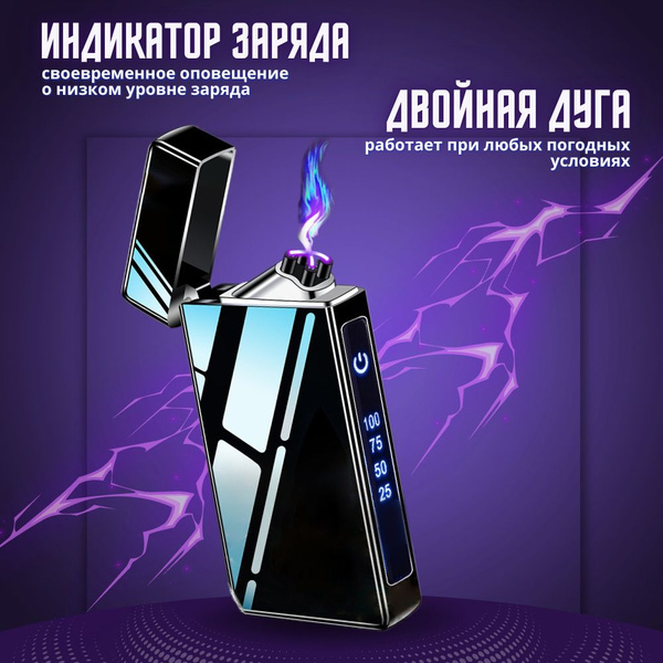 Зажигалка USB электронная, двойная дуга, электроимпльсная зажигалка ...
