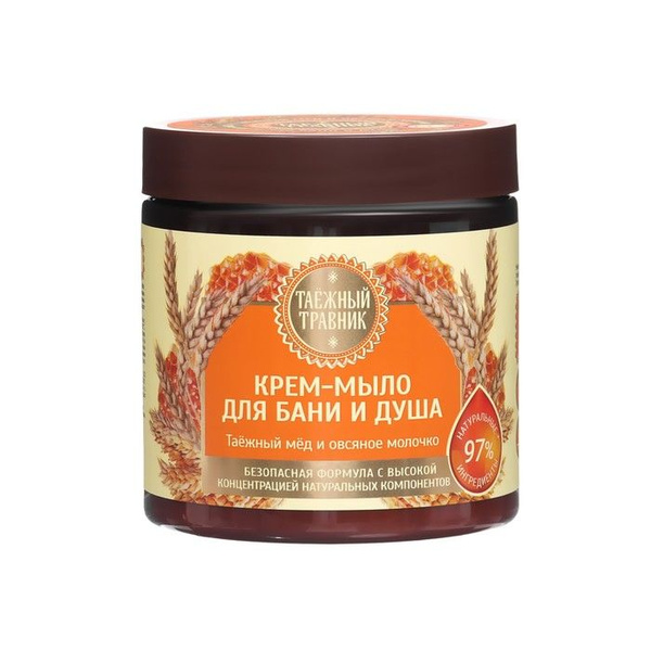 Крем-мыло ТАЕЖНЫЙ ТРАВНИК для бани и душа, Таежный мед и овсяное ...