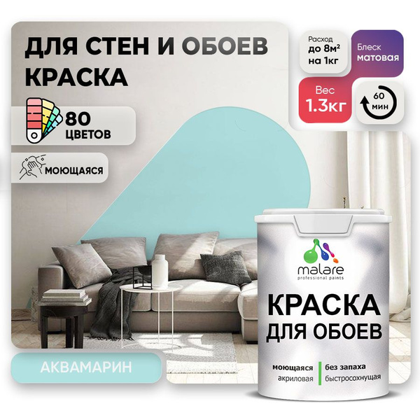 Моющаяся краска для стен и обоев Malare акриловая универсальная ...