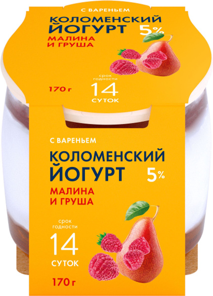 Йогурт КОЛОМЕНСКИЙ Малина и груша 5%, без змж, 170г купить на OZON по ...