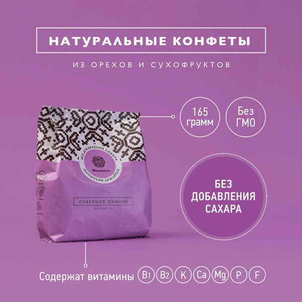 Конфеты финиковые без сахара из сухофруктов и орехов Северное сияние ...