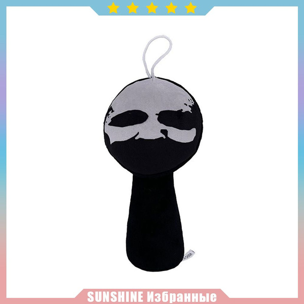 Плюшевая ритм-бокс игрушка Sprunki, мягкая кукла для игр, черно-серая ...