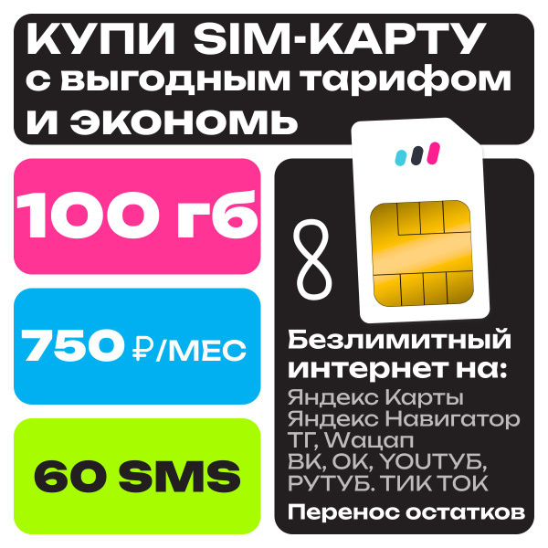 SIM-карта 100 ГБ. НОВЫЙ НОМЕР непубличный тариф для модема, роутера ...