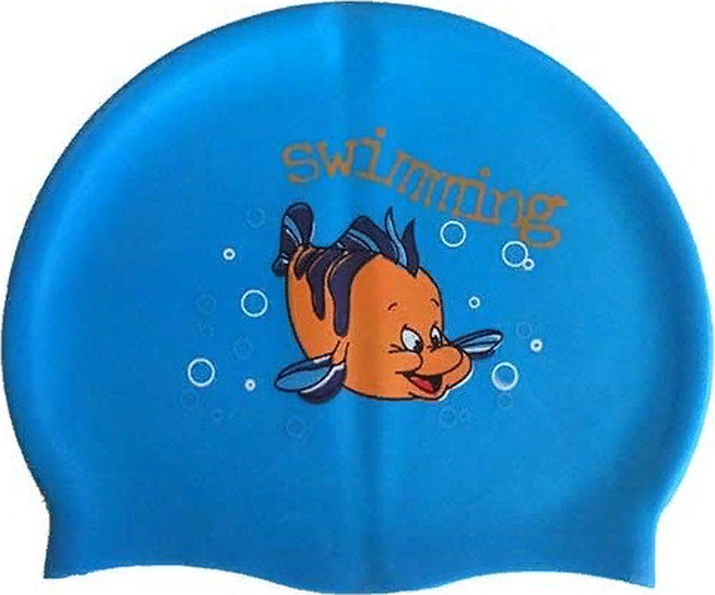 фото Шапочка для плавания силиконовая с рисунком RH-С30 (голубая) Dobest