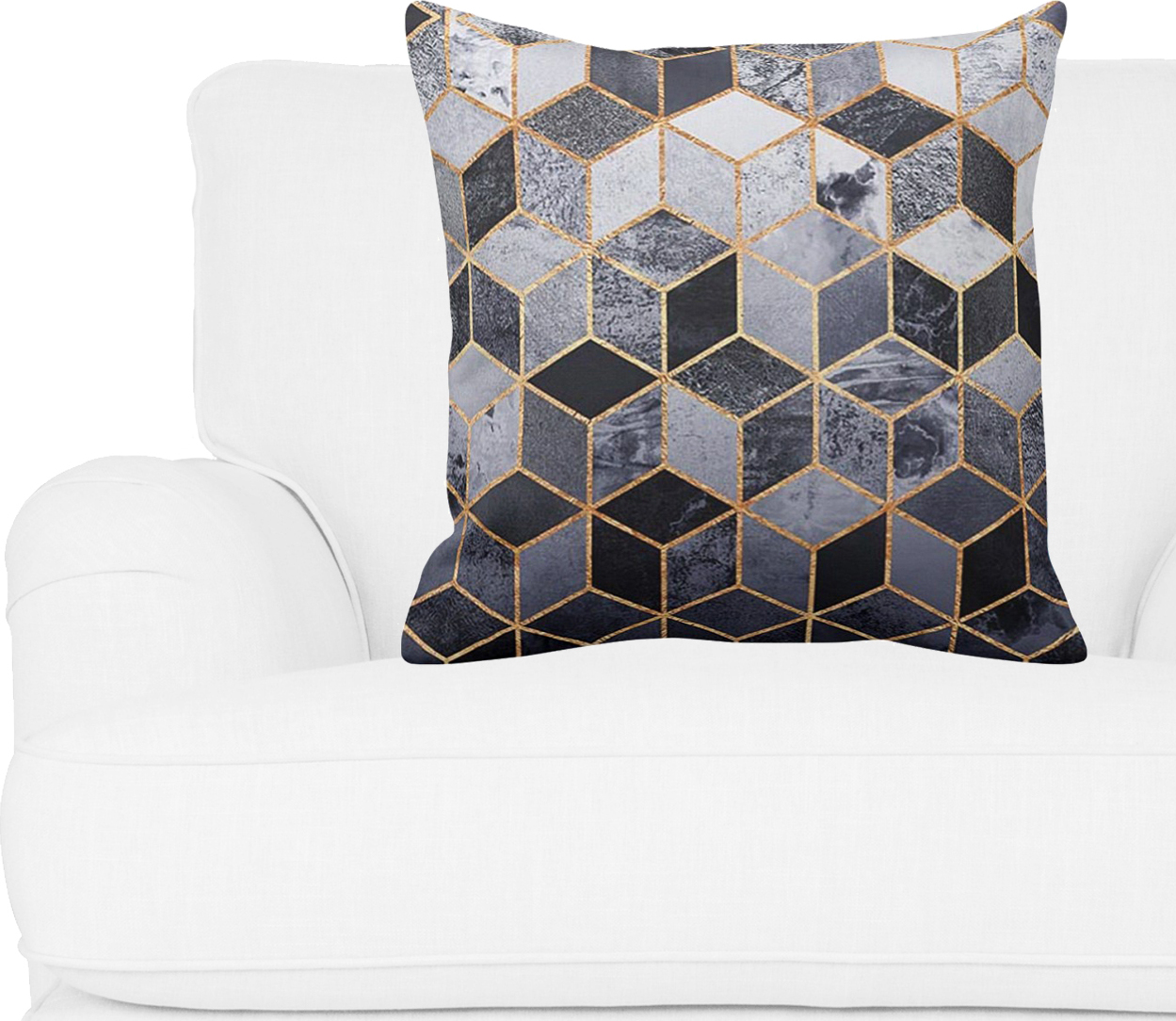 фото Декоративная подушка Золотисто-серые геометрические узоры, льняная наволочка, цвет серый, 45х45 см 5 sisters