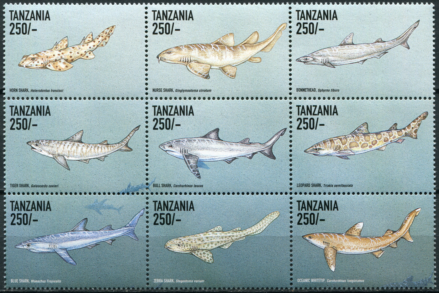 Почтовые марки акулы