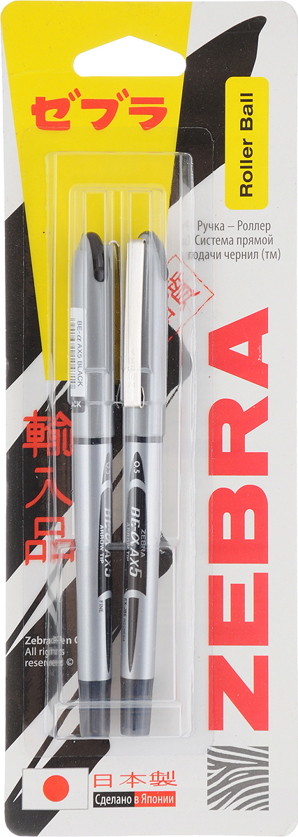 Ручка-роллер Zebra Zeb-Roller B&Ax5, B&AX5, цвет чернил черный, 2 шт ...