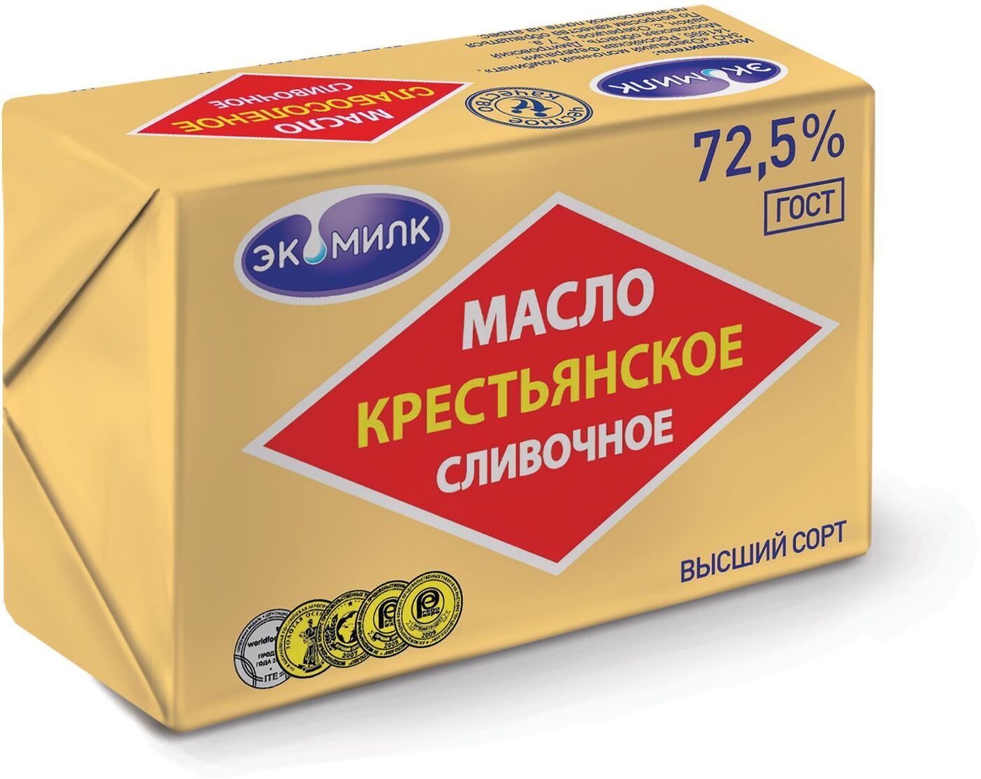 Масло сливочное крестьянское. Экомилк масло Крестьянское сливочное 72.5. Масло 