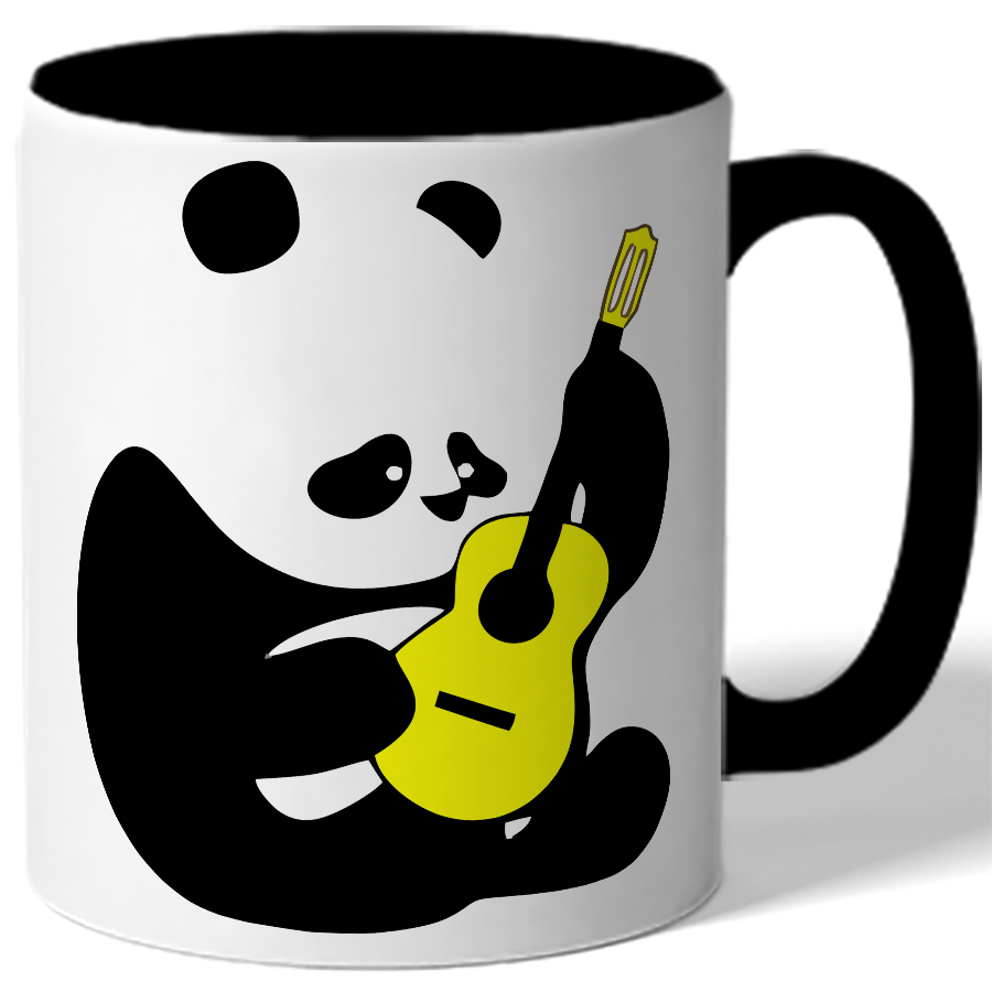 Кружка цветная Панда с гитарой