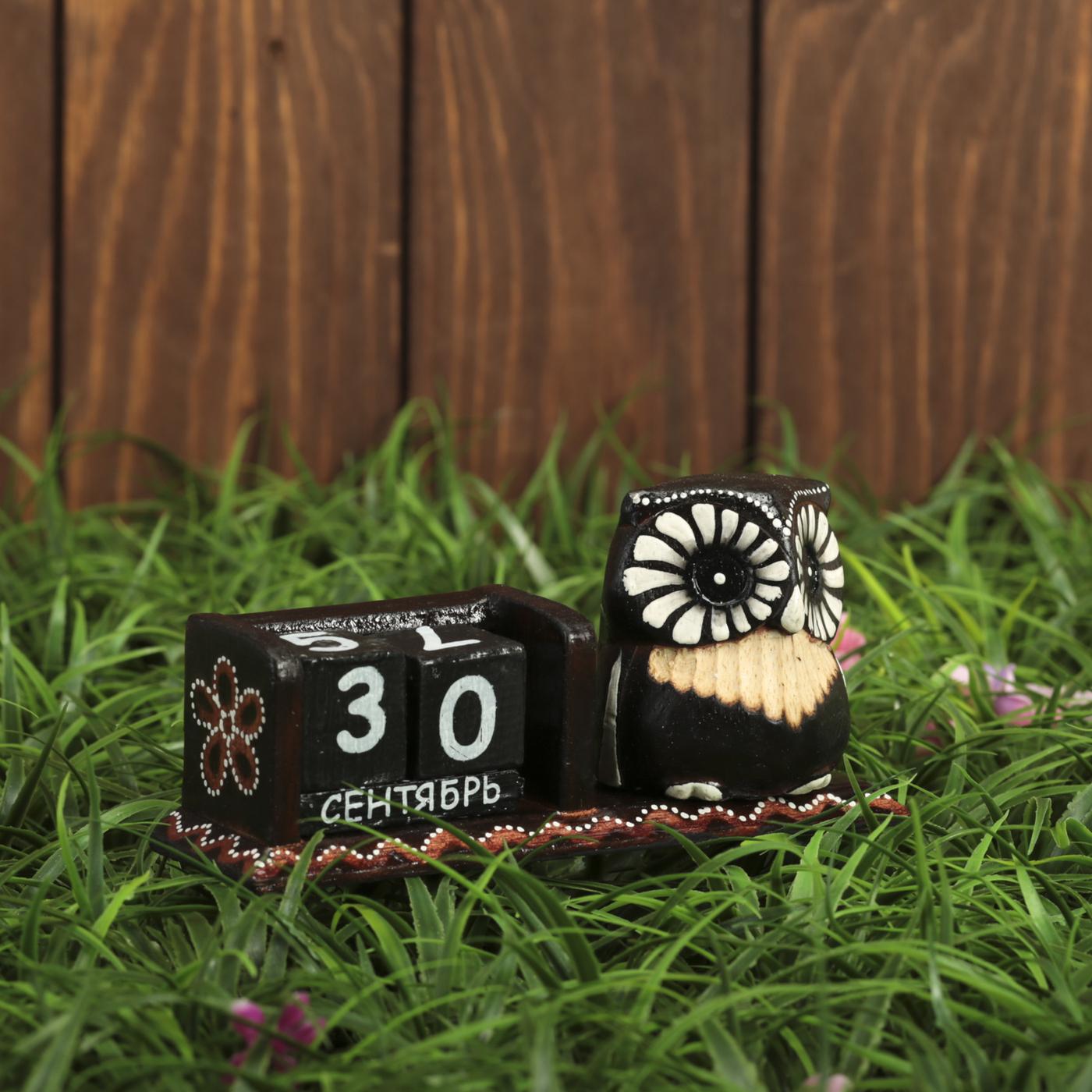 Календарь настольный дерево "Сова с большими глазами" 15*5*7,5 см