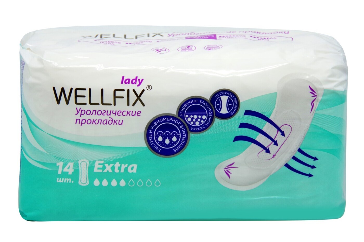 Прокладки WellFix Экстра урологические 14 штук при недержании мочи .