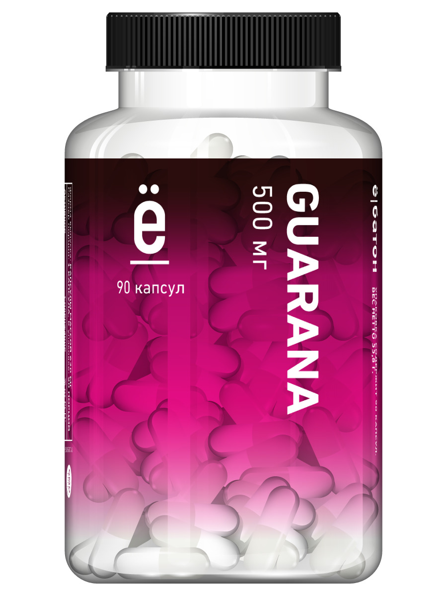 Экстракт гуараны ё/батон, природный энергетик в капсулах Guarana, 90 ...