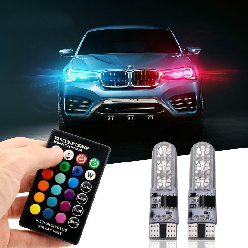 СветодиоднаяавтомобильнаялампаT10-W5W-6SMD5050RGB(Комплект2лампы.)