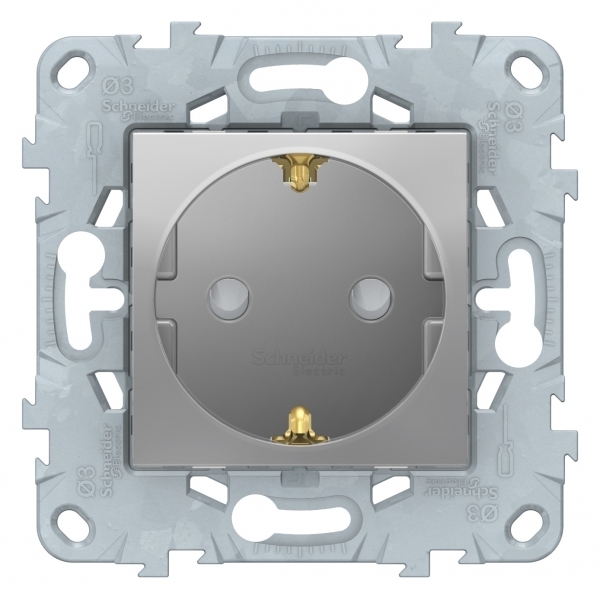 SE Unica New Алюминий Розетка с/з, со шторками, с быстро зажимными ...
