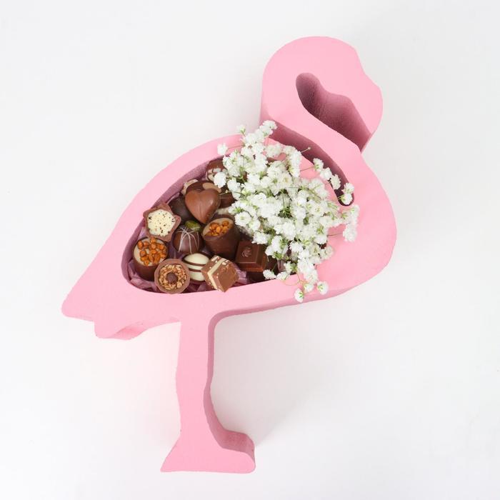 ✅ Пенобокс 34х23х10 см кашпо для цветов и подарков Фламинго, розовый