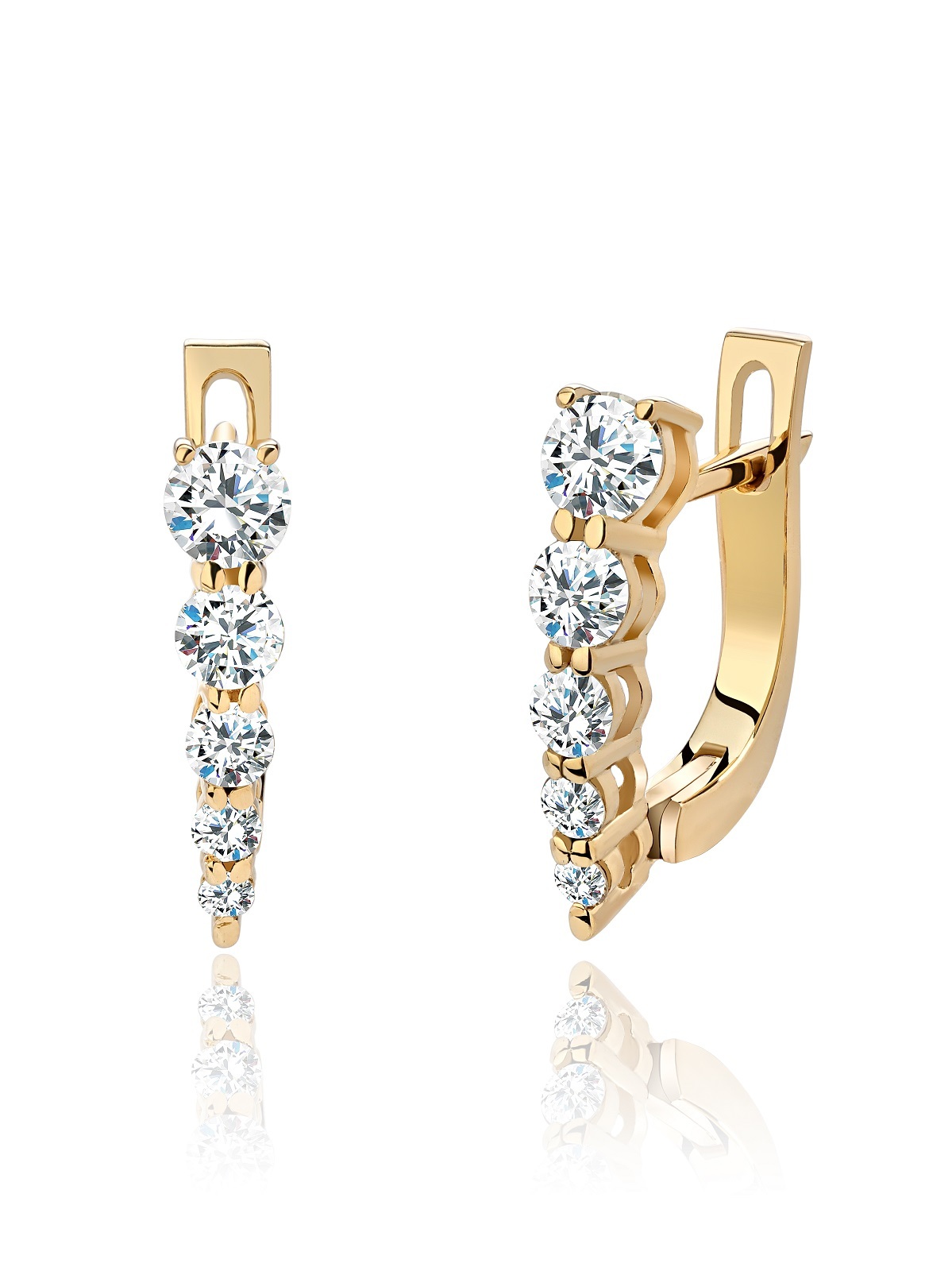 Серьги GEMGALLERY из желтого золота с бриллиантами купить на OZON по низкой цене (271406631)