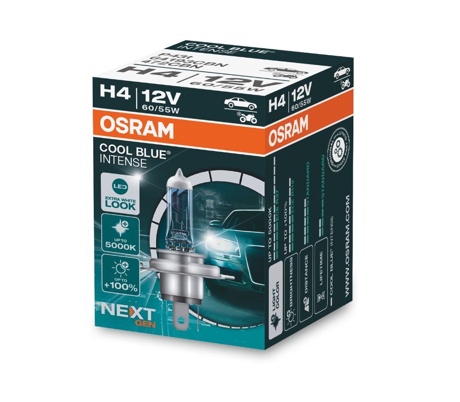 АвтолампаH4(60/55)P43t-38+100%COOLBLUEINTENSE(NextGen)до5000K12VOSRAM