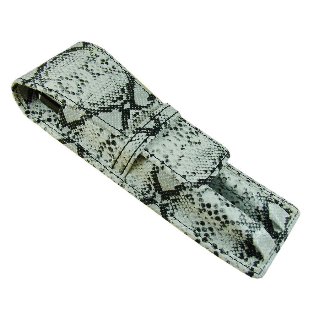 Пенал футляр для 2-х ручек из кожи змеи серый