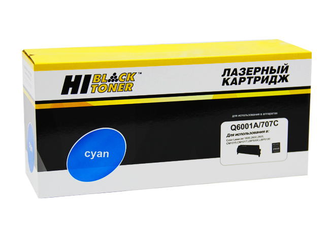 Картридж Hi-Black Q6001A для HP CLJ 1600/2600/2605, голубой, с чипом