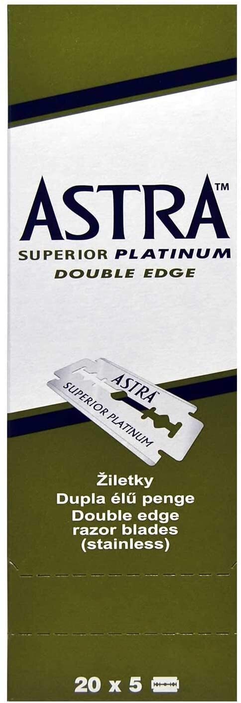 Лезвия классические для Т-образных станков, ASTRA SUPERIOR PLATINUM, двусторонние, 100 шт