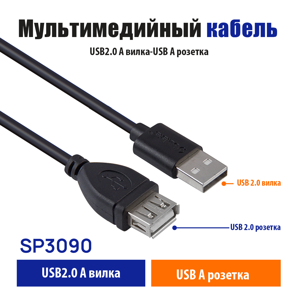 BelsisКабельдляподключенияпериферийныхустройствUSB2.0Type-A/USB2.0Type-A,1.8м,черный